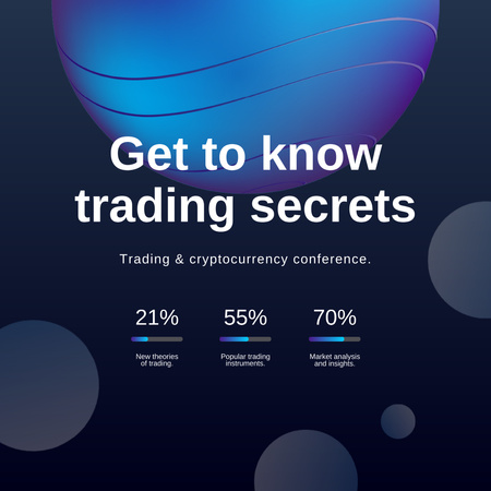 Trading Conference announcement on abstract background Instagram Tasarım Şablonu