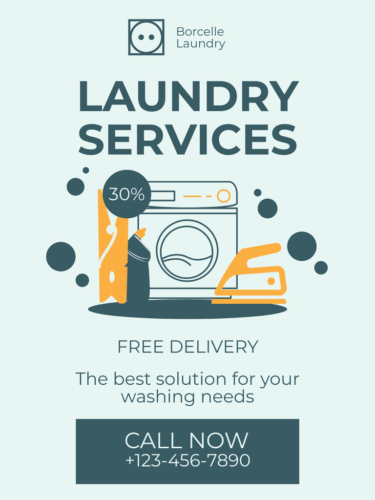 Free Delivery of Linen at Laundry Poster US Design Template