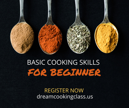 Cooking Courses Ad with Spices Facebook Design Template