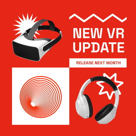 Plantilla de diseño de New Update Ad with VR Glasses and Headphones Animated Post 