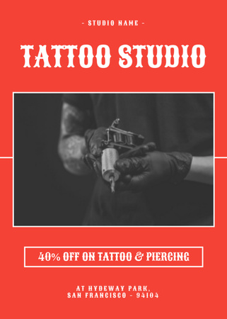 Template di design Tatuaggi classici e piercing in studio con sconto Flayer