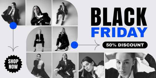 Black Friday Sales and Discounts on Fashion Clothes For Everyone Twitter tervezősablon
