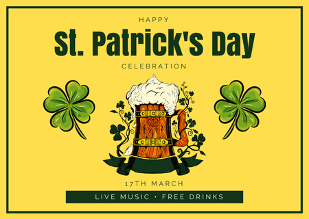 Ontwerpsjabloon van Card van St. Patrick's Day Beer Party-aankondiging