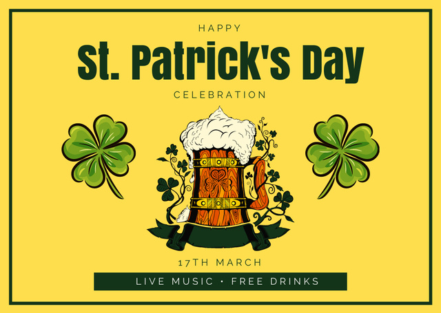 St. Patrick's Day Beer Party Announcement Card Tasarım Şablonu
