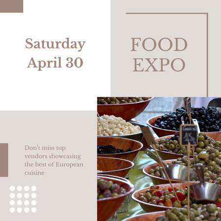 Ontwerpsjabloon van Animated Post van European Cuisine And Food Expo Announcement