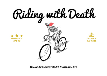 Cycling Event Announcement with Skeleton Riding on Bicycle Flyer A6 Horizontal Modelo de Design