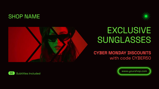 Designvorlage Cyber Monday Sale of Exclusive Stylish Sunglasses für Full HD video