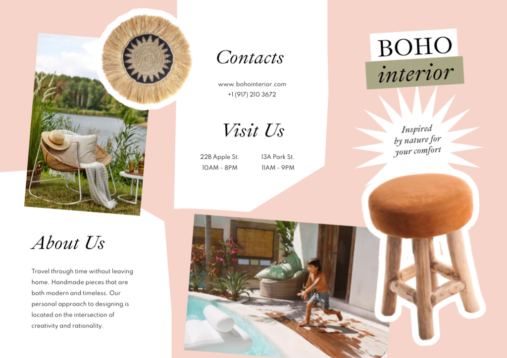 Boho Interior Offer with Cute Kid Brochure Design Template