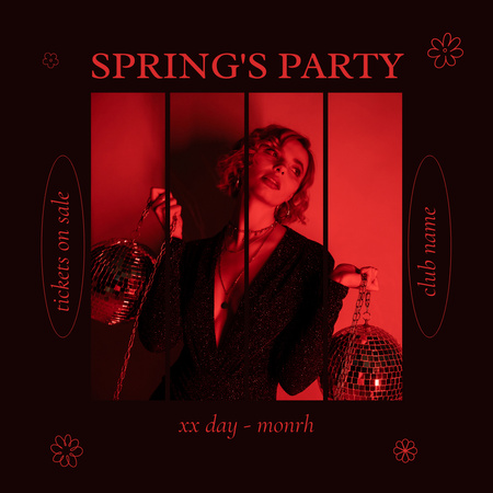 Designvorlage Spring Sale with Woman on Red für Instagram AD