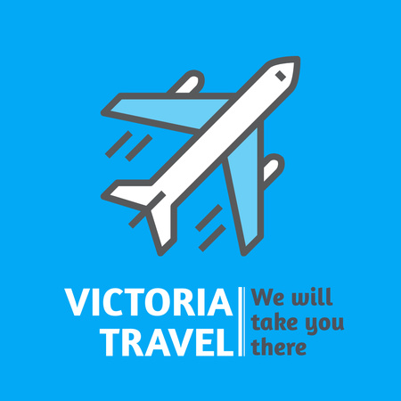 Travel Agency Ad with Airplane Illustration Logo Šablona návrhu