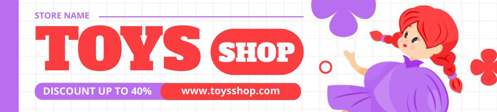 Plantilla de diseño de Discount on Toys with Girl in Purple Ebay Store Billboard 