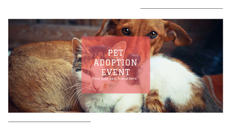 Ontwerpsjabloon van Youtube van huisdier adoptie evenement met schattige hond en kat