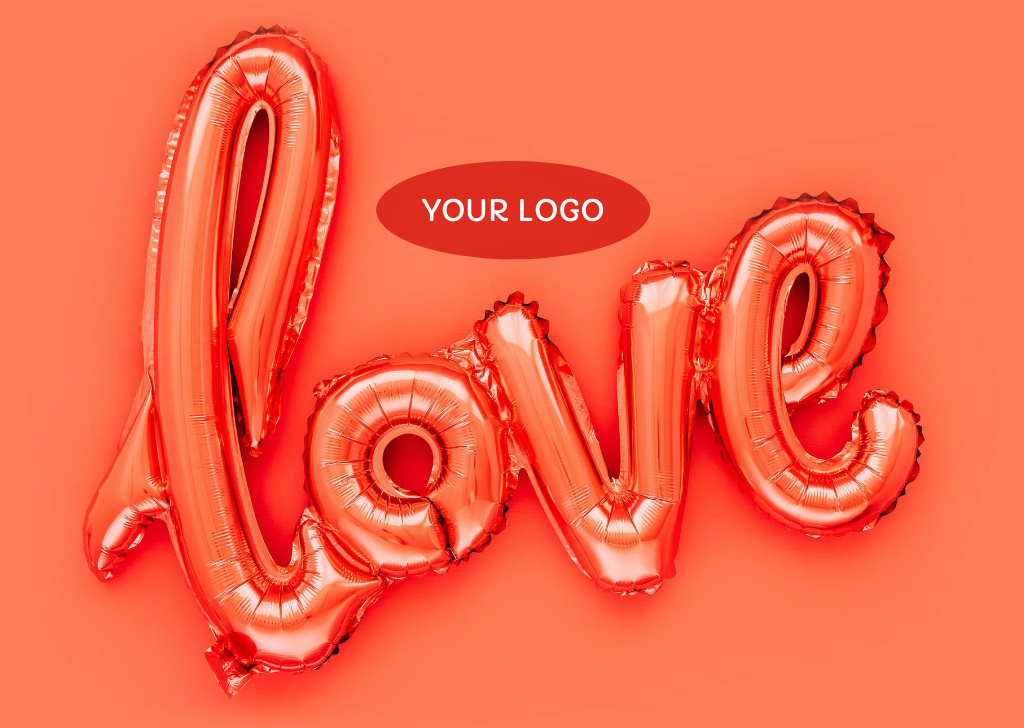 Plantilla de diseño de Valentine's Greeting with Love Word Postcard 