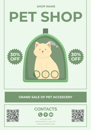 Pet Shop Ad with Cat in Carrier Poster Design Template