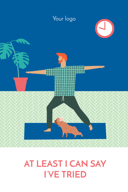 Ontwerpsjabloon van Postcard 4x6in Vertical van Sports Quote With Man Practicing Yoga