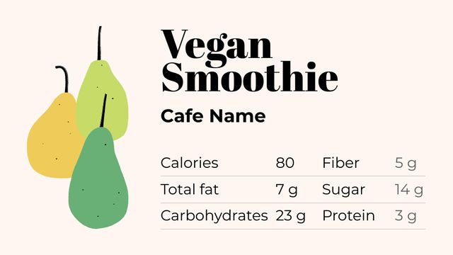 Vegan Smoothie Ad with Pears Label 3.5x2in Design Template