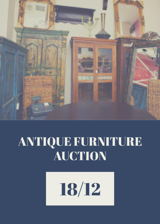 Unique  Furniture And Artworks Auction Announcement Postcard 5x7in Vertical Design Template