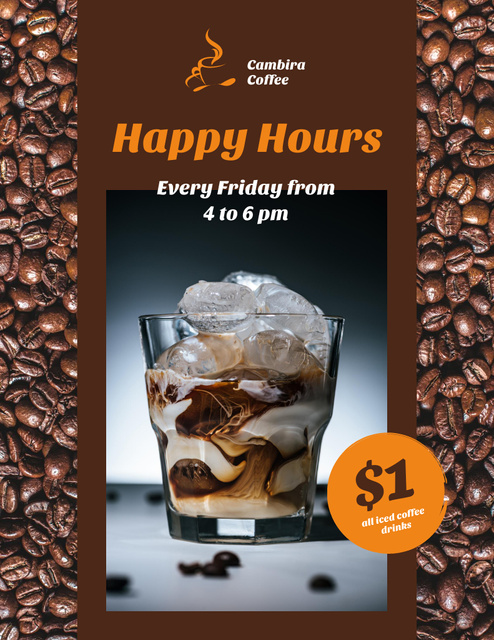 Discount on Drinks in Cafe Flyer 8.5x11in Design Template