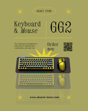 Gaming Gear Ad with Keyboard Poster 16x20in Design Template
