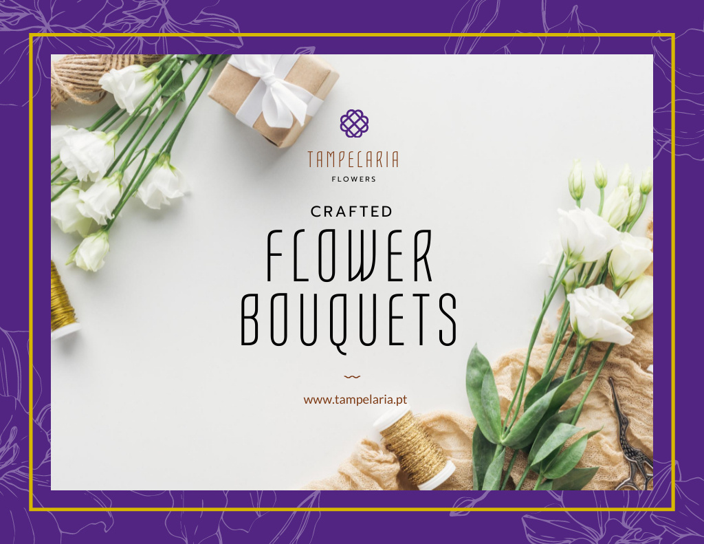 Craft Bouquet Creation Service Offer Flyer 8.5x11in Horizontal Design Template