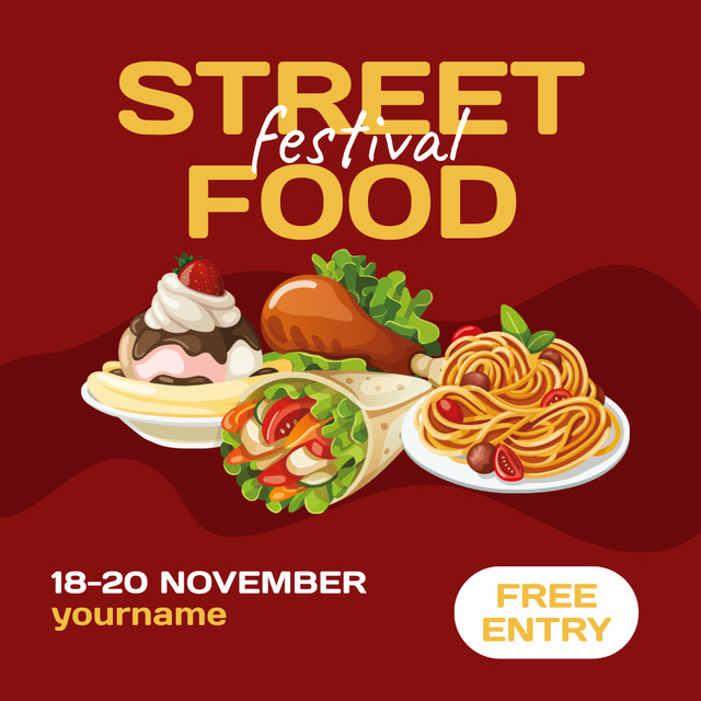 Festival Announcement with Illustration of Food Instagram Design Template