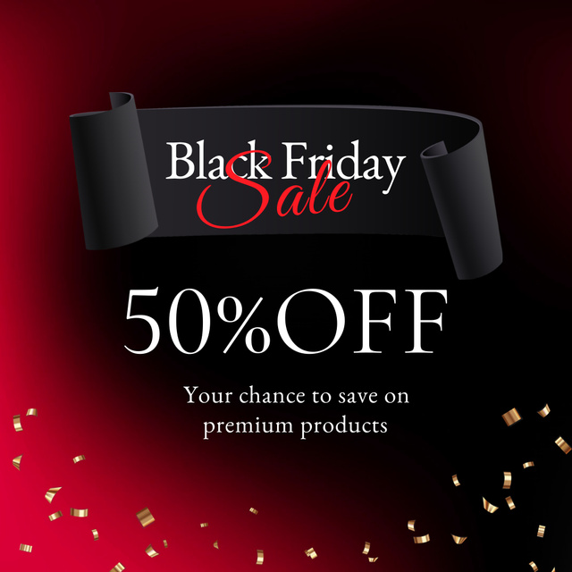 Premium Products At Half Price Due Black Friday Animated Post Design Template