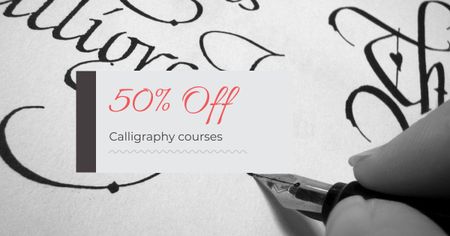 Oferta incrível de cursos de caligrafia com descontos Facebook AD Modelo de Design