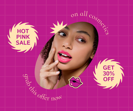 Designvorlage Hot Sale of Pink Collection of Cosmetics für Facebook