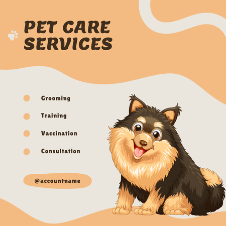 Cute Dog Illustration ​​for Veterinary Clinic Ad Instagram Design Template