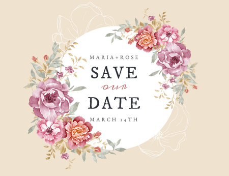 Platilla de diseño Wedding Day Announcement with Tender Roses Thank You Card 5.5x4in Horizontal