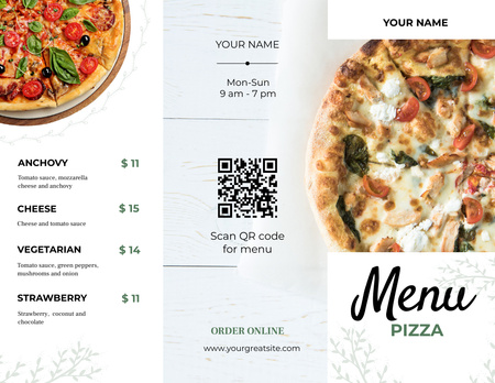 Modèle de visuel Delicious Italian Pizza - Menu 11x8.5in Tri-Fold