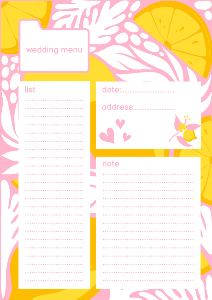 Designvorlage Wedding Planner Services with Citrus Slices für Schedule Planner