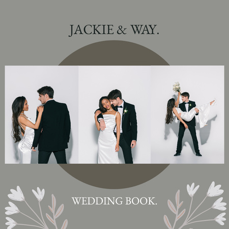Elegant Wedding of Cute Multiracial Couple Photo Book Design Template