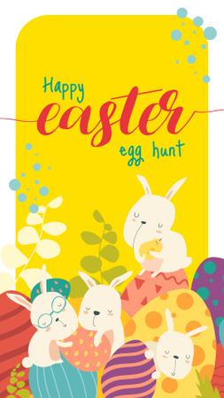 Easter Bunnies and Presents on Yellow Instagram Story Design Template
