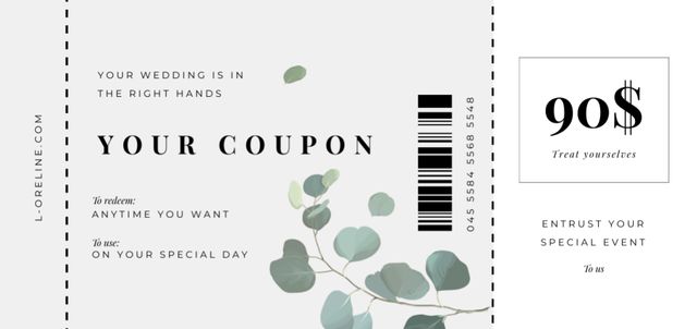 Minimalistic Advertisement for Wedding Agency Services Coupon Din Large Πρότυπο σχεδίασης