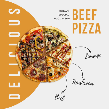 Yummy Different Pieces of Pizza Instagram Design Template