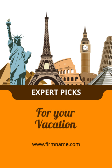 Expert Picks of Location for Vacation Postcard 4x6in Vertical – шаблон для дизайну