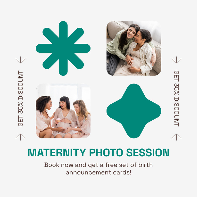 Discount on Maternity Photo Shoot with Young Women Instagram AD Modelo de Design