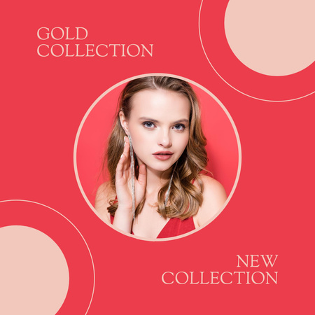 Jewelry Collection Announcement with Stylish Girl Instagram Tasarım Şablonu