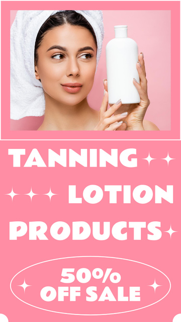 Tanning Lotion Products Sale Announcement Instagram Story Modelo de Design