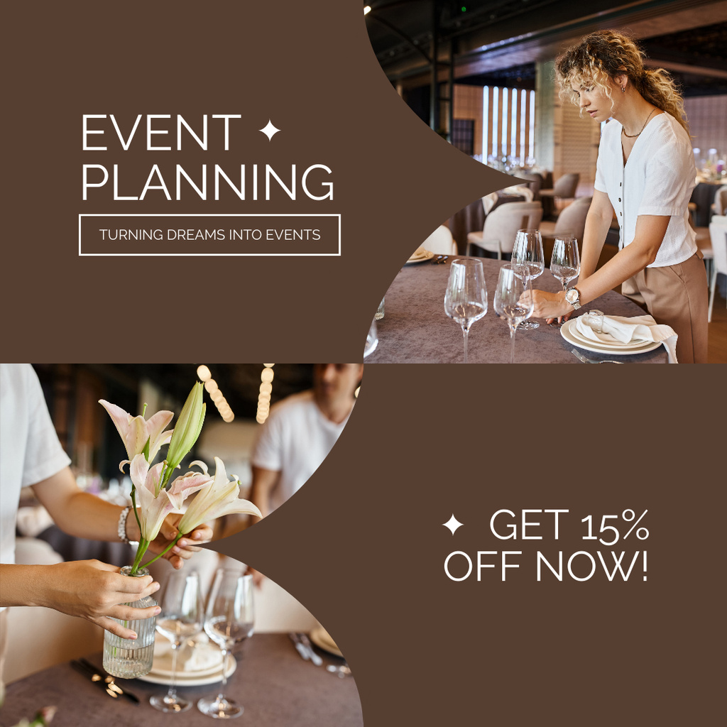 Event Planning Discount Offer Collage Instagram ADデザインテンプレート