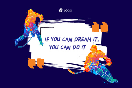 Inspirational Phrase with Hockey Players Postcard 4x6in Modelo de Design