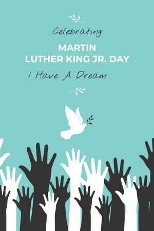 Designvorlage Martin Luther King Day Feier mit Taube für Postcard 4x6in Vertical