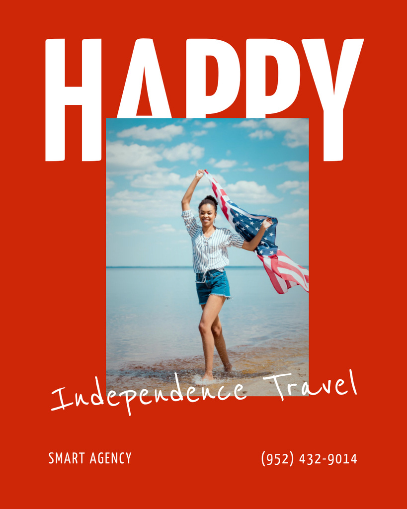 USA Independence Day Greeting with Offer of Tours Poster 16x20in – шаблон для дизайна