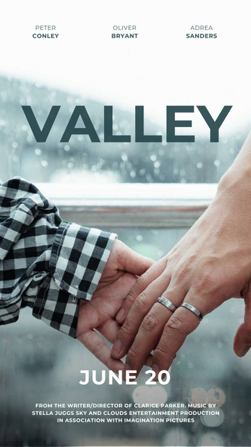 New movie Announcement with Romantic Couple holding Hands Instagram Story Modelo de Design