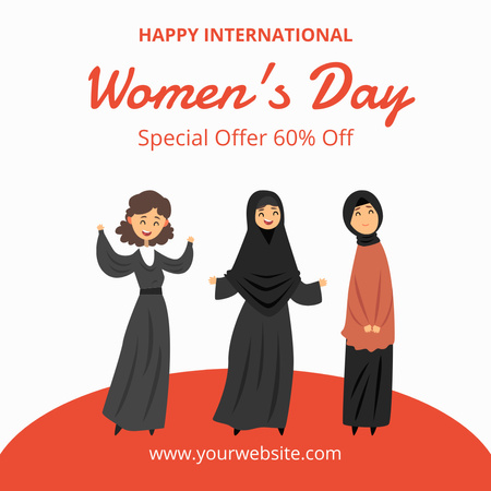 Plantilla de diseño de Saludo del Día Internacional de la Mujer con Mujeres Multiculturales Instagram 