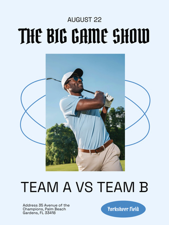 Designvorlage Golfspiel-Einladung mit Mann für Poster US