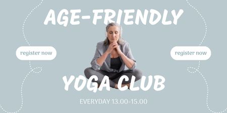 Age-Friendly Yoga Club Promotion Twitter Modelo de Design
