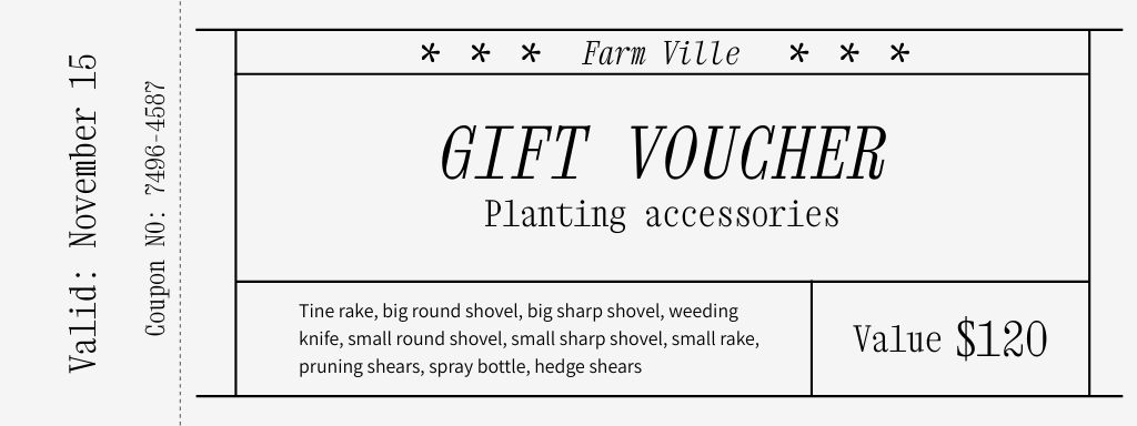 Minimalistic Planting Accessories Gift Voucher Offer Coupon Modelo de Design