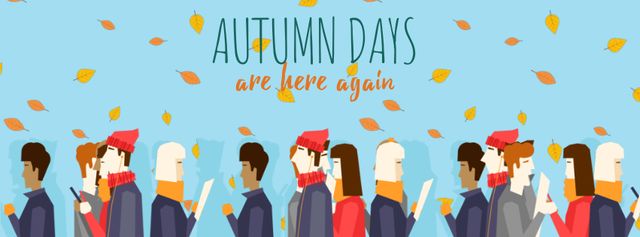 Platilla de diseño People Walking under Falling Autumn Leaves Facebook Video cover